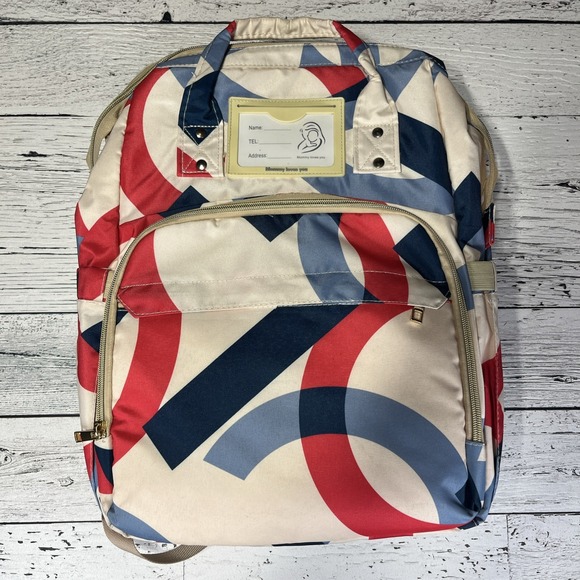 Mommy Loves Me Diaper Bag Back Pack Packable Travel Changing Table USB Charger - Picture 1 of 10